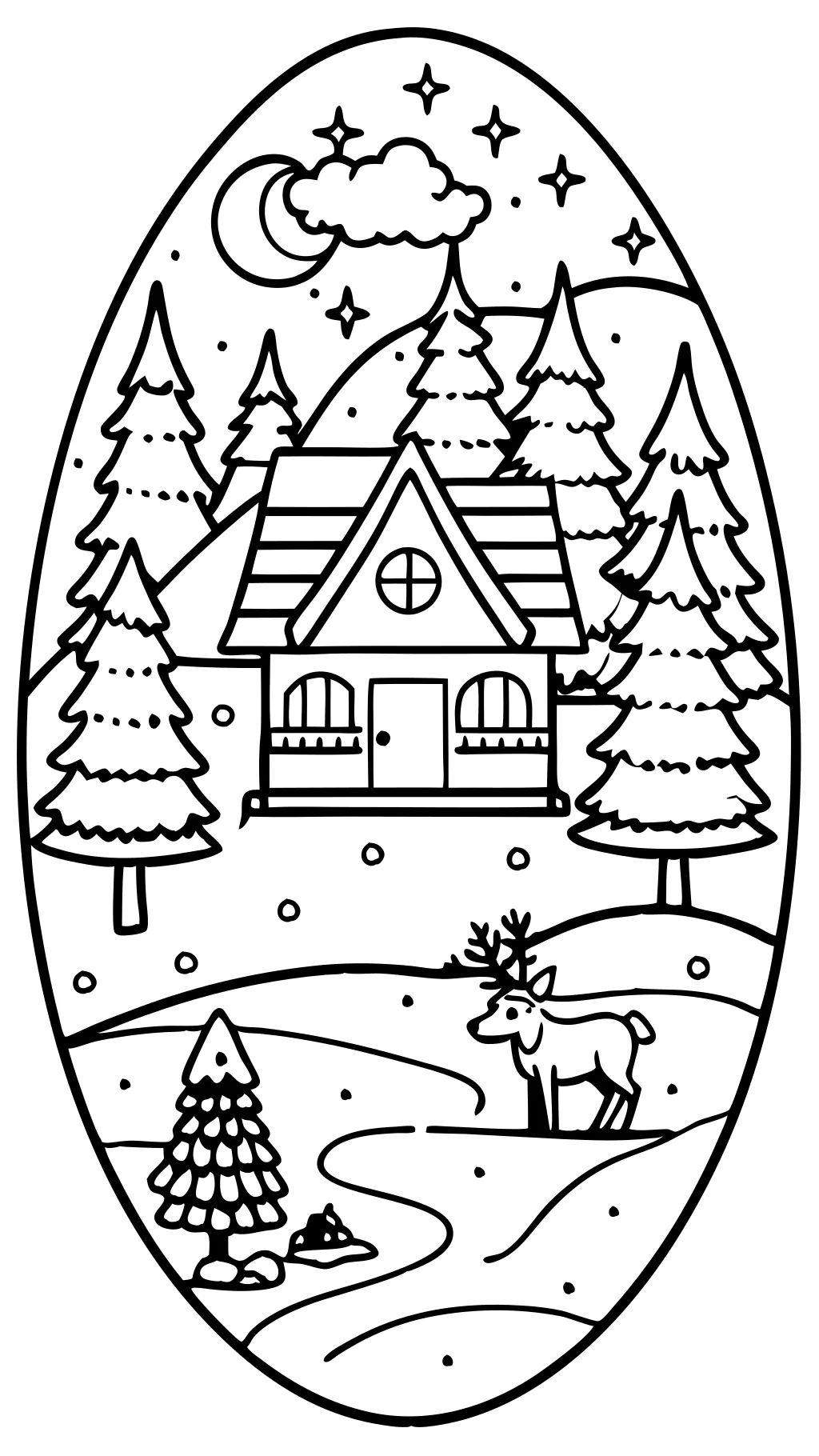 winter scene coloring page